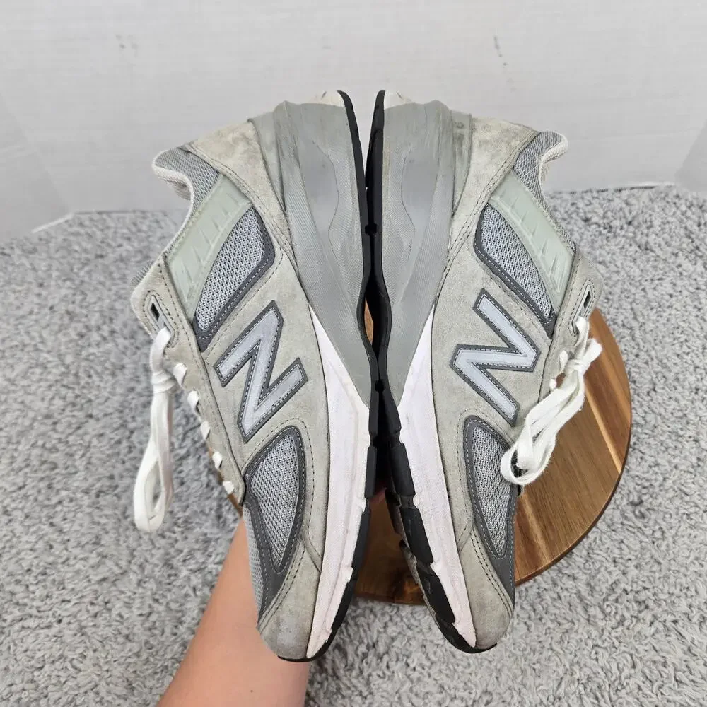 New Balance Mens 11D 990v5 Grey Suede Athletic Casual Gym Daily Sneaker M990GL5
